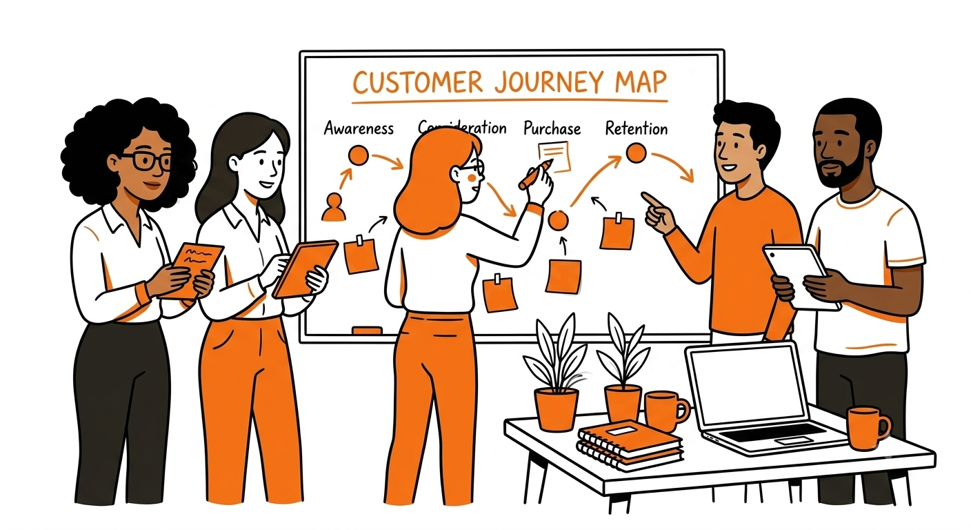 Founder reviewing qualitative customer interview results with key themes